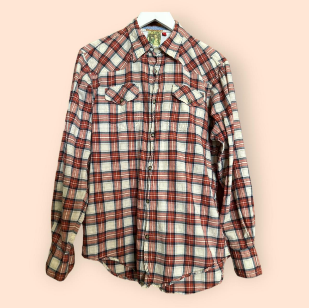 Vintage plaid snap-front shirt