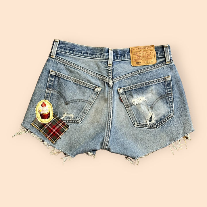 Levi's Distressed Cutoff Shorts With Handmade Patches