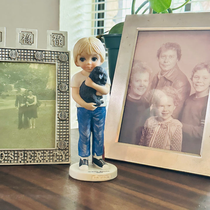 Vintage Margaret Keane A Boy And His Dog Statue 1975 Limited Edition