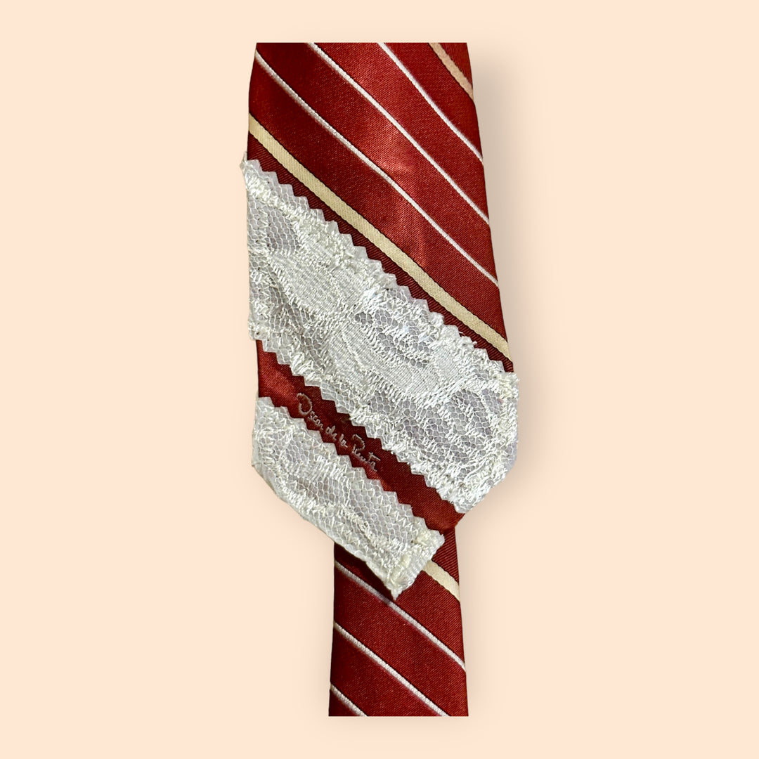 Vintage Oscar de le Renta Necktie with lace Appliques